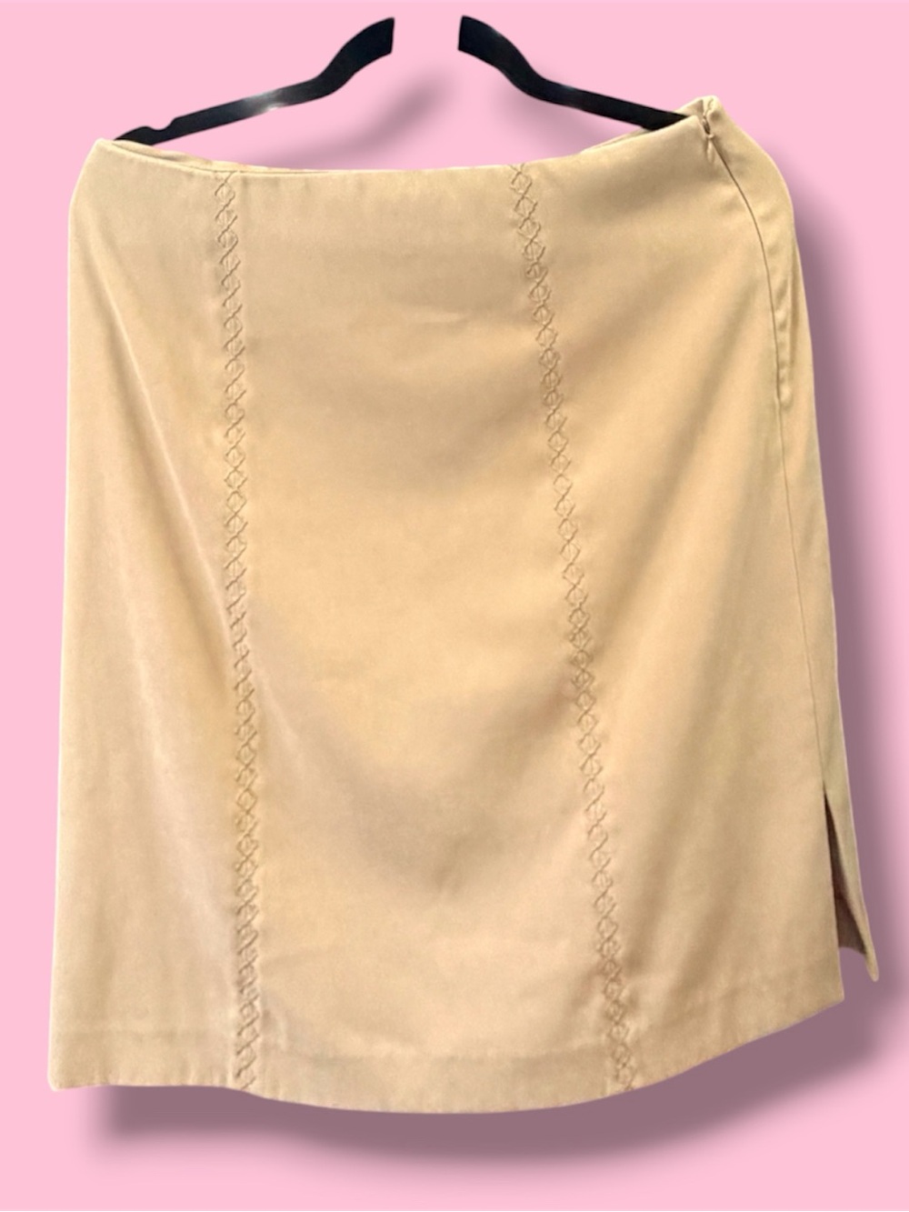 VINTAGE- Talbots Beige A-Line Mini Skirt with Stitch Panels